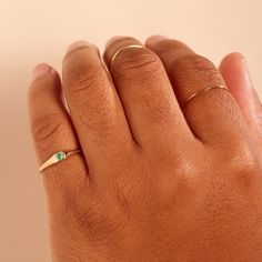 A smart little hand-carved signet ring with a verdant emerald. We�re proud to introduce Serene Studio, by our very own Catbird jeweler, Tomomi Osakada. Small Signet Ring, Ring With Emerald, Silver Emerald Ring, Emerald Ring Gold, Golden Earrings, Gold Engraving, Small Rings, Pinky Ring, Fine Rings