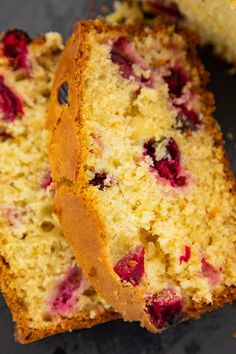 two slices of cranberry bread on a plate