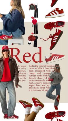 Outfits con tenis color rojo más el significado del color Red Shoes Casual Outfit, Outfits With Red Tennis Shoes, Red Trainers Outfit Women, Adidas Campus Red Outfit, Outfit Zapatillas Rojas, Red Samba Outfit, Zapatillas Rojas Outfit, Red Trainers Outfit, Red Tennis Shoes Outfit