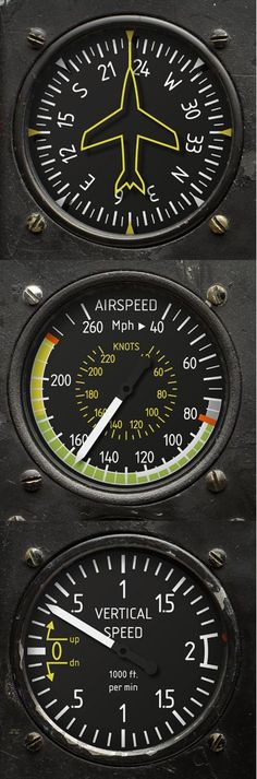 three different gauges are shown in this image