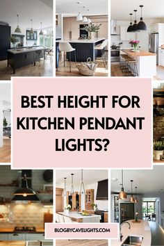 the words best height for kitchen pendant lights? on top of pictures of different lighting fixtures