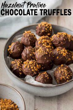 chocolate truffles in a metal bowl on a table