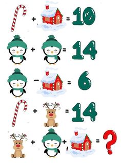 the penguin and reindeer addition game is shown with numbers to 10, two, three, four