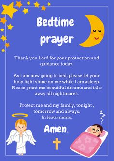 a poem with an angel and the words bedtime prayer