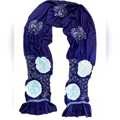 “Japanese Shibori Scarf” Long Vintage 80’s Shibori Fabric This Is A Must Have Scarf For Your Collection !! So Many Different Elements Going On, Tie-Dye, Needlepoint, Puffing And So On!!!! This Is Not Your Run Of The Mill Scarf!! 100% Silk 49 Inches Flat Approximately 55 Inches Stretched The Only Callout Is A Few Tiny Whole Where The Tags Were Please Look At Photo They Are Not Noticeable When Worn.( Last Photo) Besides That The Scarf Is In Mint Condition (Bin#8) Accessories Japanese, Shibori Scarf, Japanese Shibori, Shibori Fabric, The Mill, Shibori, Needlepoint, Mint Condition, Scarf Wrap