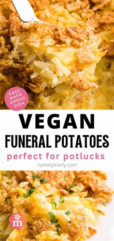 Potato Based Meals, Easter Vegan Recipes, Vegan Cheesy Potatoes, Vegan Potato Casserole Recipes, Vegan Thanksgiving Appetizers Easy, Vegan Potluck Dishes, Vegan Thanksgiving Recipes Sides, Vegan Potato Casserole, Vegan Potluck Recipes