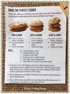 a recipe for chocolate chip cookies is shown