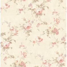 an old fashioned wallpaper with pink flowers on it