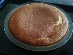 a cake sitting on top of a metal pan