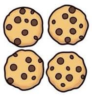 four chocolate chip cookies on a white background stock photo, images and royalty freehand