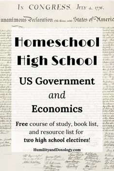 an old document with the words homeschool high school, us government and economic