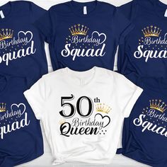 Custom 50th Birthday Squad Shirts, Personalized Birthday Group Shirts, 50th Birthday Crew Shirts, Birthday Queen Shirt, Unisex Family Shirts - Etsy Birthday Crew Shirts, Birthday Queen Shirt, Birthday Group Shirts, Birthday Squad Shirts, Queen Shirt, Birthday Queen, Queen Shirts, Squad Shirt, Group Shirts