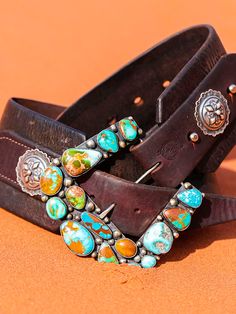 Wild West Leather Belt Vintage Leather Belts, Boho Belts, Concho Belt, American Turquoise, Saddle Leather, Turquoise Cuff, Vintage Belts, Cowgirl Style, Cuff Earrings