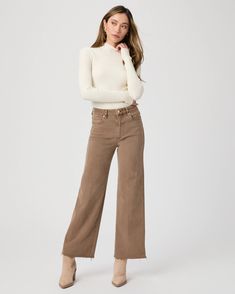 Anessa 31 Inch Wide Leg Jean - Vintage Canewood - PAIGE Khaki Jeans Outfit, Scandi Street Style, Work Vibes, Jeans Outfit Fall, Work Fits, Winter Work, Jean Vintage, Fall 24, Men Store