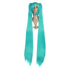 PRICES MAY VARY. 100% Brand New Lenght: about 47" (120cm) One wig and 2 clips Weight: about 580g Texture: straight You are buying Excellent Quality straight 100% Japanese Kanekalon (high quality one-) made fiber cosplay wig . You will be amazed by the quality. Wearing it, it can bring you more confidence, and more charm! Miku Halloween, Sailor Moon Wig, Cyan Hair, Halloween Costume Girl, 2 Ponytails, Miku Cosplay, Clip In Ponytail, Quality Wigs, Hair Replacement