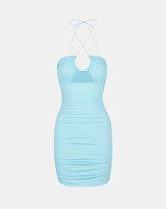 Details: Ruched bodycon dress with cross-neck straps designDress Length: MidiSleeve Length: SleevelessMaterials: 95% Polyester + 5% Spandex Bodycon Halter Dress, Cross Neck, Ruched Bodycon Dress, Slim Fit Dresses, Maxi Dresses Casual, Fit Dress, Crop Top Blouse, Y2k Fashion, Trendy Dresses