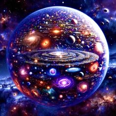 an image of a space scene with planets in the sky and stars all around it