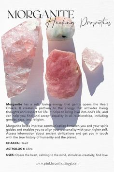 This gentle, loving stone gently opens the Heart Chaka. Connect with your spirit guides and your higher self. Add Morganite to your collection today. Connect To Spirit, Best Healing Crystals, Loving Thoughts, Crystal Power, Spiritual Crystals, Crystal Therapy, Meditation Crystals