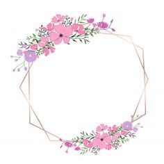 a floral frame with pink and purple flowers