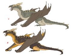 three different types of godzillas with their mouths open