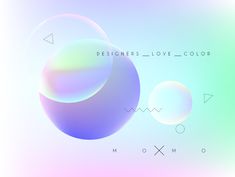 an abstract background with three different colored balls and the words designers, love - color