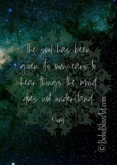 the stars in the night sky with a quote on it that reads, the soul lies between