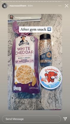 some kind of food that is on top of a counter next to a bottle of milk