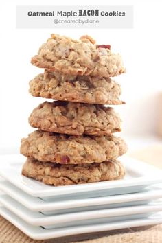 oatmeal maple raisin cookies stacked on top of each other