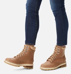 Go-to Lennox™ style updated with a waterproof upper, plush cushioning and sturdy rubber sole Sorel Lennox, Waterproof Leather Boots, Sporty Sandal, Womens Waterproof Boots, Fashionable Snow Boots, Classic Boots, Trainer Boots, Wedge Boots, Waterproof Boots