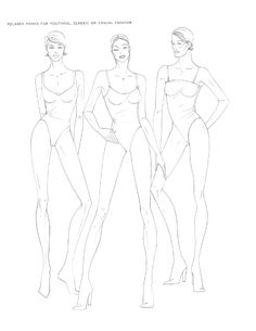 three women in swimsuits standing next to each other with their hands on their hips