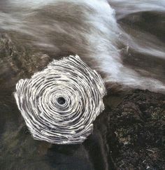 an abstract photograph of water swirling over rocks