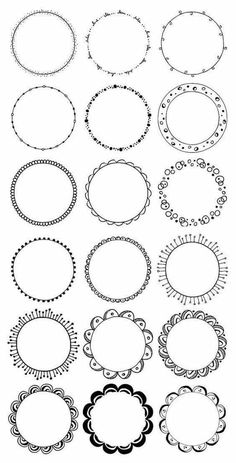 a set of black and white circular frames