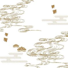 an abstract background with waves and clouds in gold color on white paper, suitable to use as a wallpaper or backdrop