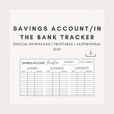 the savings account in the bank tracker is shown with an arrow pointing up to it