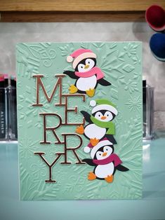 Taylored Expressions Christmas Cards, Spellbinders Christmas Cards, Penguin Cards, Chrismas Cards, Diy Christmas Card, The Greetery, Tarjetas Pop Up, Simple Christmas Cards