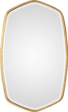 a gold and white mirror on a white background with clipping for text or image