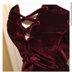 Gorgeous Dark Wine/Burgundy Velvet Strapless Dress. Mid Length. Back Zipper Closure. Stretchy Velvet Material. Sexy Crisscrossed Deep V In The Front. Brand New Dark Red Dress Short Long Sleeve, Dark Red Short Dress, Velvet Strapless Dress, Front Zipper Dress, Burgundy Velvet Dress, Dresses Burgundy, Goth Princess, Green Bodycon Dress, Dress Mid Length