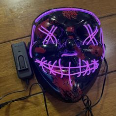 Halloween Masks With Led Light New Glow In The Dark Halloween Mask, Black And Purple Gas Mask, Led Mask Costume, Led Light Mask, Halloween Masks, Kids Costumes, Led Light, New Color, Kids Shop