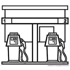 an image of two gas pumps with numbers on the top and bottom, in black and white