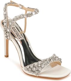 Badgley Mischka Collection Galia Embellished Sandal (Women) | Nordstrom Sparkly Wedding Shoes, Elegant Sandals, Badgley Mischka Shoes, Evening Sandals, Crystal Shoes, Embellished Sandals, Wedding Heels, Stiletto Sandals, Evening Shoes