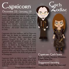 a paper doll with an image of two people dressed as dracula and the text capricorn