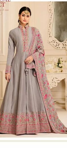 Grey Anarkali, Silk Anarkali Suits, Silk Anarkali, Long Anarkali, Designer Anarkali Suits, Anarkali Salwar, Salwar Kameez Online, Designer Anarkali, Patiala Salwar