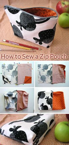 How to Sew a Zip Pouch. Tutorial Sew Zipper Pouch Free Pattern, Make Up Bag Sewing Patterns, Easy Make Up Bags To Sew, Sew Zipper Bag, How To Sew Cosmetic Bags, How To Make Pouch Bag, Zipped Pouch Tutorial, Sewing A Pouch, How To Make Zipper Pouches