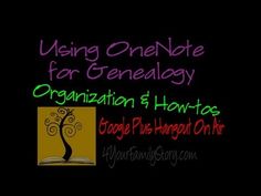 an open book with the title using one note for genealecy organization and how - tos