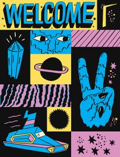 a poster with the words welcome to me and an image of a hand making a peace sign