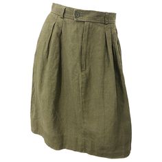 1990s YVES SAINT LAURENT YSL Rive Gauche army green linen skirt! Features the perfect color green that can easily be your new neutral. Super soft linen fabric. Flattering pleats at each side of the front waist. Button closure at waistband with hidden zipper. Pockets at each side of the hips. Can easily be dressed up or down. In great condition Made in France Approximately Size Small Measurements: 26 inch waist Up to 44 inch hips 22 inches in length Green Linen Skirt, Ysl Rive Gauche, Vintage Ysl, Outfit Challenge, Rive Gauche, Green Vintage, Sonia Rykiel, Linen Skirt, Hidden Zipper