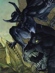 Black Panther Marvel Masterpieces, Original Art Painting, Book Images, Chiaroscuro, Fun Comics