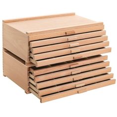 four wooden drawers stacked on top of each other