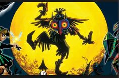 the animated character is standing in front of a full moon with many other characters around it