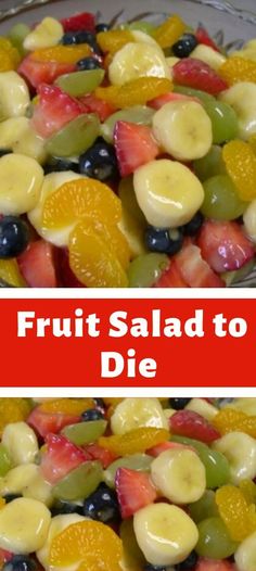 the fruit salad is ready to be eaten and served for lunch or as an appetizer